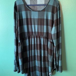 Chic Soul - Women’s Long Sleeve Plaid Top - Size 3X (fits like 2X)